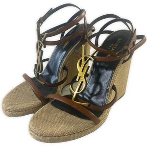 YSL Saint Laurent Cassandra Jute Sandals NEW!